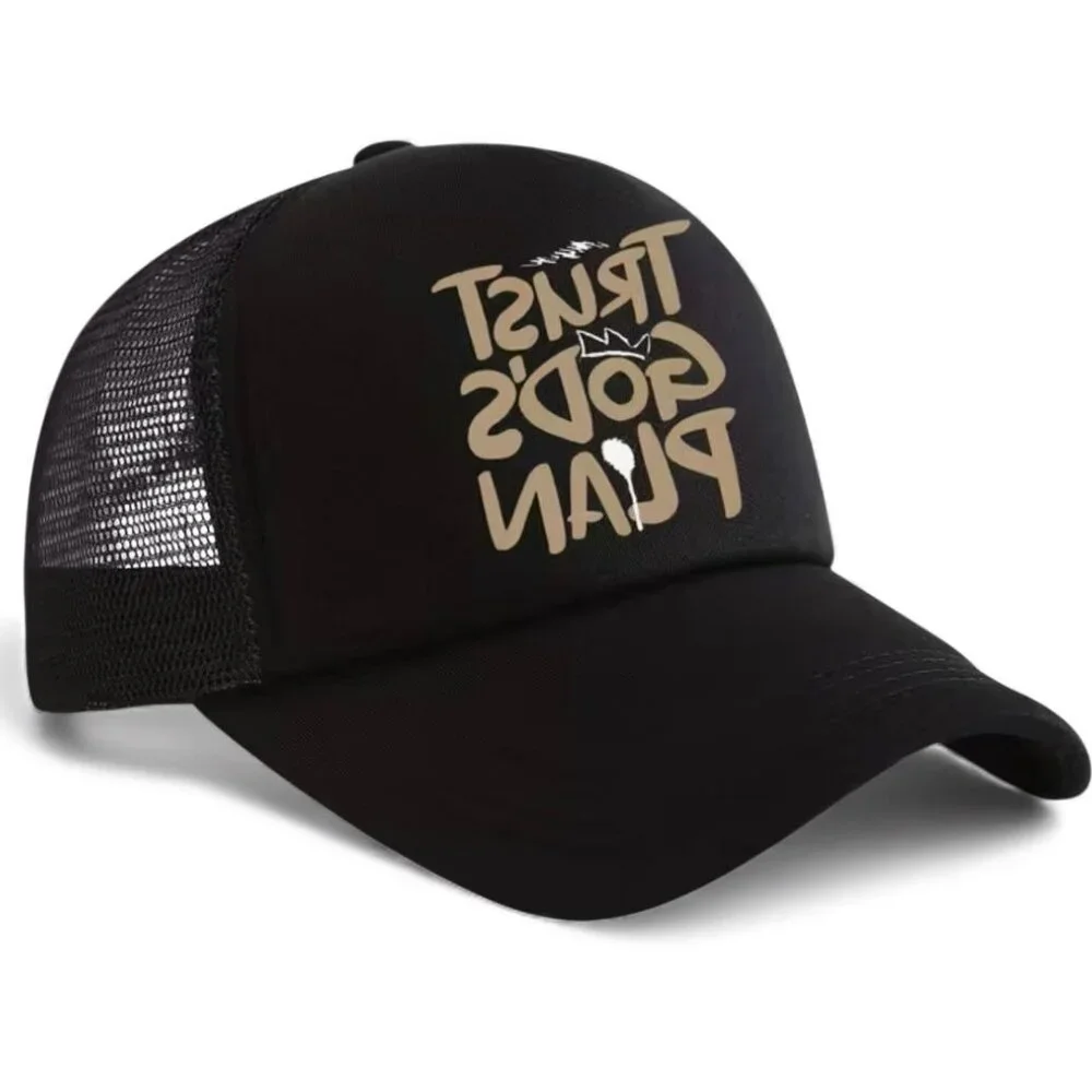 NEW - "Trust God's Plan" Black with White Graphic, Adjustable BLACK mesh Hat - Picture 5 of 5